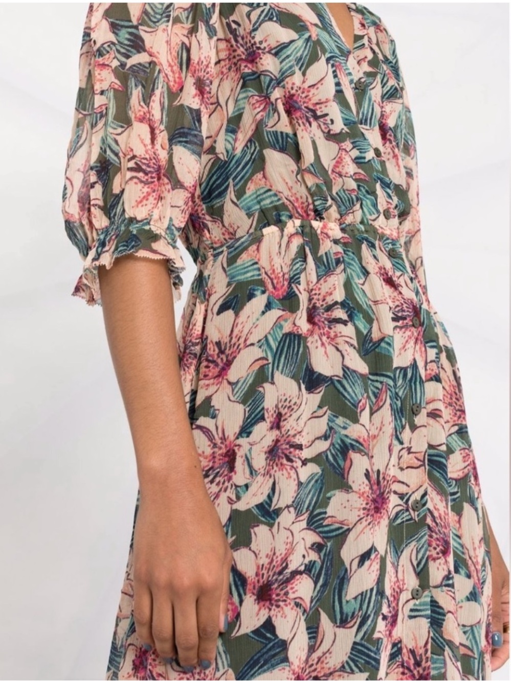 Ba&sh Brook Dress - Green/Pink Floral
1/2 Sleeve Midi Shirt Dress - Picture 3 of 11
